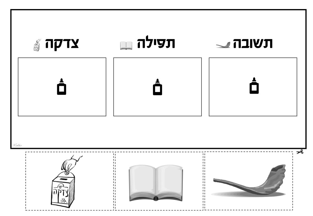 דף עבודה תשובה תפילה וצדקה